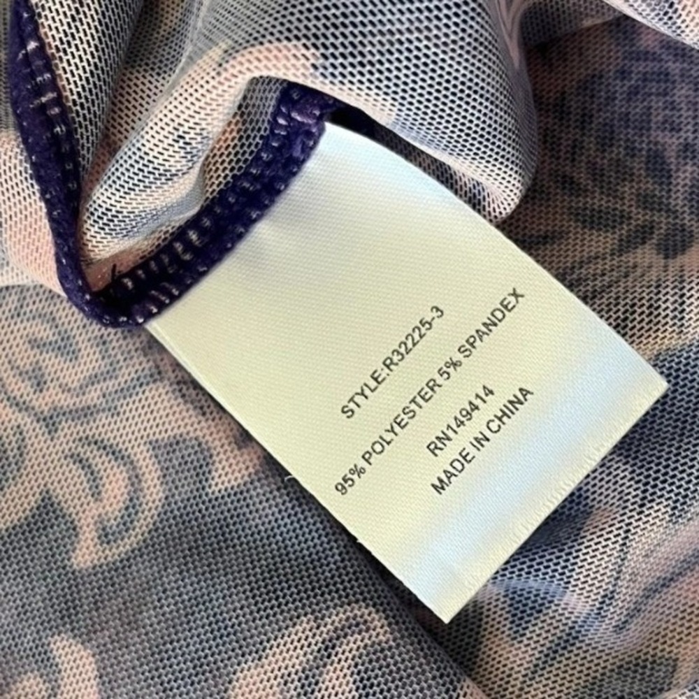 JOHNNY WAS Floral Midi Dress Purple Florentina‎ Sz M & L Mesh Tiered A Line Boho - Picture 9 of 9